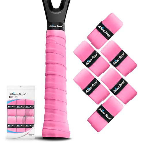 ALIEN PROS New Model M-Tac Tennis Racket Grip Tape (6 Grips) Tennis Overgrip Grip Tape Tennis Racket Tac Feel Tennis Grip – Wrap Your Racquet for High Performance (6 Grips) (Neon Pink)