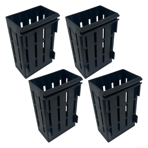 Lot de 4 supports de plantes d'aquarium pour plantes aquaponiques et décoration Aquascaping robuste (Noir)