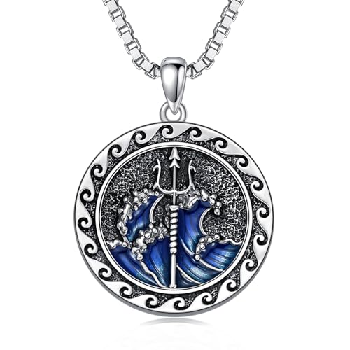 Collier trident Poséidon argent homme : pendentif mythologique grec et amulette protectrice