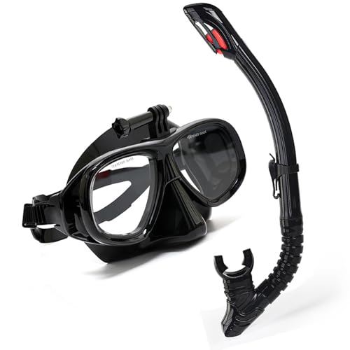 Vikye Set de Máscara de Snorkel, Máscara de Buceo sin Marco con Snorkel Superior Plegable y Montura para Cámara de Acción para Viajes Subacuáticos miniatura 7