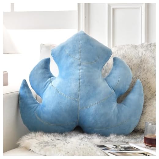 Ddliury Leaf Pillow, Cute Decorative Throw Plant Pillow Aesthetic Decor Nature Pillow for Bed Couch, Leaves Shaped Pillow Perfect for Bedroom Living Room (Grey Blue, 19.6 Inches)