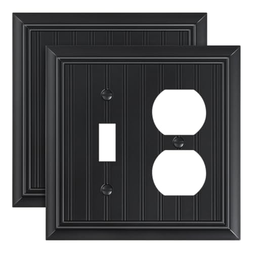 2-Pack Beadboard Bamboo Fiber Combo Toggle/Duplex Light Switch Cover Plate