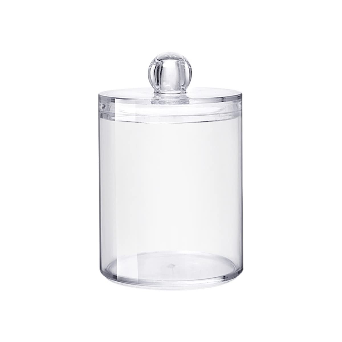 Sizikato Clear Acrylic Q-Tip Holder for Bathroom Round Cotton Swab Dispenser with Lid