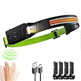 LED ヘッドライト 【2025超広角遠近照明・白&赤＆黄3光源·ランニングライト】USB充電式 6つの照明モード 反射バンド設計 COB作業灯 小型 超軽量 明るい ヘッドランプ センサー ヘッドランプ ヘルメットライト 大容量バッテリ Type-C 電池式 へっどらいと 長時間 防水 防災 アウトドア用 キャンプ 夜釣り 登山 作業用 最適