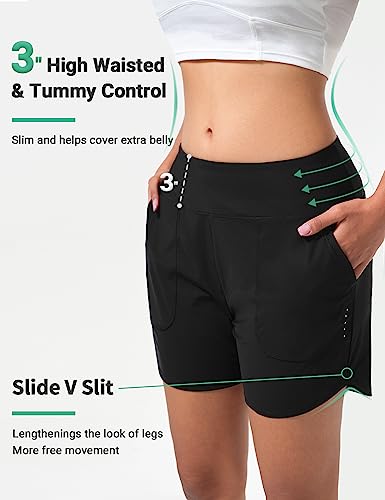 BVVU Women's 5 inch Swim Board Shorts Tummy Control Swimsuit Bottoms UPF50+ High Waisted Beach Shorts for Women with Liner4