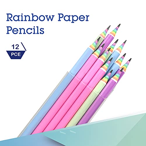Ecotree Eco-Friendly Wood & Plastic Free Rainbow Recycled Paper #2 Hb Pencils For School And Office Supplies, Pre-Sharpened,12-Pack #TOP1