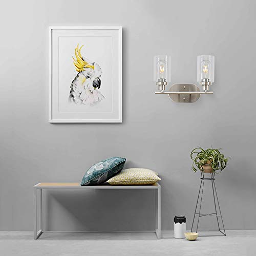 2 Light VINLUZ Bathroom Vanity Light Brushed Nickel Industrial Wall Sconce Fixtures for Porch Bathroom Kitchen Workshop - Thumbnail 4