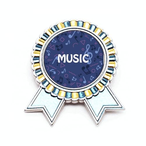 Broche note de musique bleu foncé en métal M avec fermoir robuste