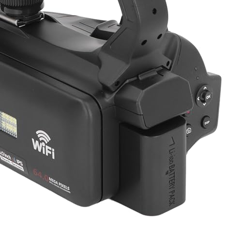 Videocamera 4K, Videocamera per con Visione Notturna Wi-Fi, Zoom Digitale 64MP 18x, Fotocamera per Vlog con Touch Screen da 4 Pollici con Microfono, Luce di Riempimento