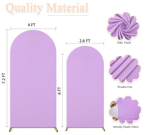 PATYDEST Spandex Wedding Arch Cover Set of 2 Lavender Arch Backdrop Covers 7.2ft, 6ft Arched Backdrop Frame Cover Chiara Arches Covers Stretchy Backdrops for Gender Reveal Baby Shower Balloon Decor by PATYDEST - Used condition - Image 3