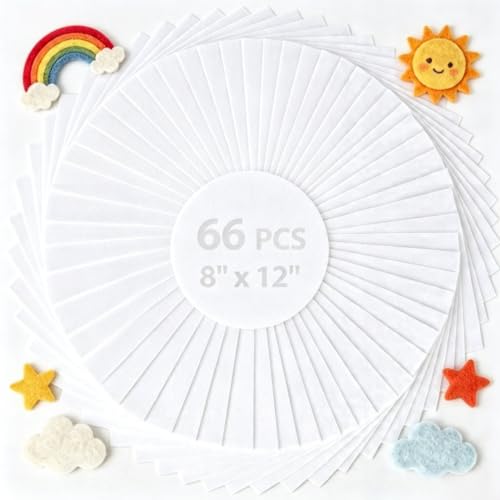 Image of 12x8 Inch 66Pcs White Felt Sheets, Craft Supplies, | Sewing, Patchwork, Card Making and Art Projects