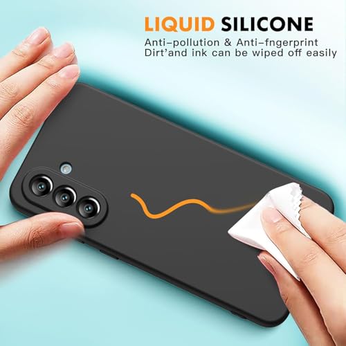 Image of DIZORO Microfiber Candy Case for Samsung A36 5G Smooth Touch Cushion Liquid Soft Silicone Gel Rubber Phone Cases Non-Slip Full Body Protective Shockproof Back Cover (Black)