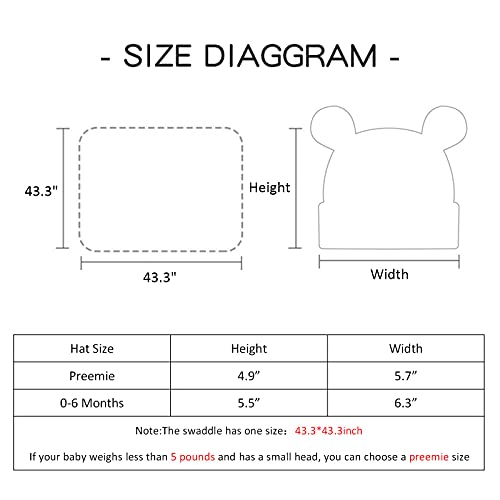 Pesaat Cotton Baby Swaddle Hat Set Newborn Infant Hats Receiving Blankets For Baby Boys Girls (Navy, 0-6 Months) #TOP5