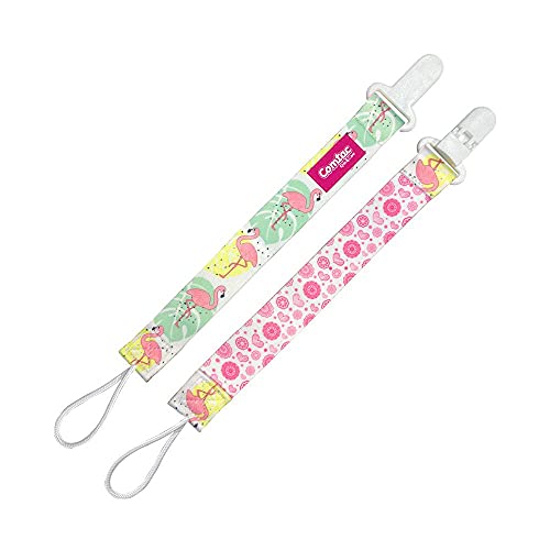 Prendedor de Chupetas 2 Peças Encanto E Flamingo Comtac Kids