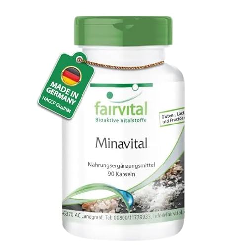 Fairvital | Minavital - 90 Kapseln - VEGAN - Multimineral Komplex mit 300mg Calcium, 100mg Magnesium, 15mg Zink, 200μg Chrom, 150μg Selen, 100μg Molybdän & 520μg Bor pro Tagesdosis - Hochdosiert