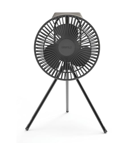 Claymore V600+ Warm Gray Rechargeable Portable Fan – 7,800mAh Battery, 4-Speed BLDC Ultra-Quiet Air Circulator USB-C Charging 32 Hrs Runtime Tripod Mountable Adjustable for Camping, Indoor, Outdoor