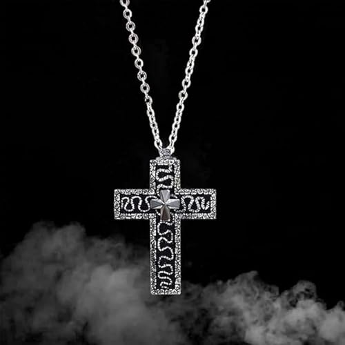 Thanos necklace,Game Secret Compartment Cross Necklace - Alloy, 3D Stereo Carving, Men's Vintage Large cross necklace3