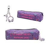 WALLFID Estuche K-Pop con Llavero, Bolsa de Gran Capacidad para Papelería y Maquillaje, Estilo Guerreras K-Pop, Organizador Estético para Escuela, Viajes y Celebraciones Especiales