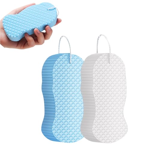 Exfoliating Bath Sponge, Super Soft Bath Sponges for Shower, 2025 Magic Exfoliating Sponge Dead Skin Remover for Body, Reusable Soft Scrubber Sponges for Women (Blue+White) -  SROCOPT