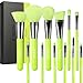 Docolor Makeup Brushes 10 Piece Neon Green Makeup Brush Set Premium Synthetic Kabuki Foundation Blending Face Powder Mineral Eyeshadow Make Up Brushes Set