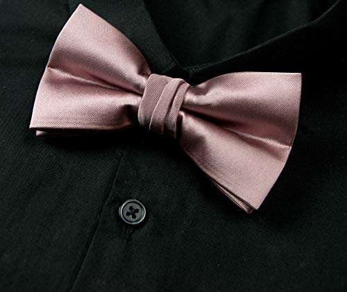 Spring Notion Men's Solid Color Satin Microfiber Bow Tie Pink Copper #TOP2