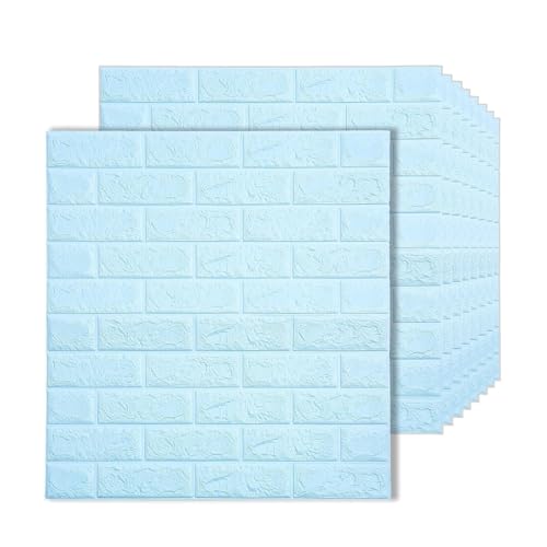 Image of KASHIVAL Self-Adhesive Waterproof PE Foam 3D Wall Panels Wallpaper Sticker for Bathroom, Living Room, Hotel and Home Decoration (70 x 70cm, Appx. 5.3Sq Feet) (JD Blue Brick)