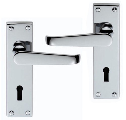 Victorian Polished Chrome Lever Lock Door Handles