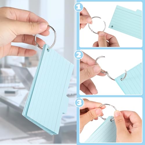 Karteikasten Schwarz, 15x9,5x8,5 cm Lernkarteibox inkl. 230 Karteikarten Bunt Liniert 15 Register 6 Ringen 6 Aufkleber Karteikarten Box für Unterwegs Lernen Notizen Schulsachen Büro Zuhause