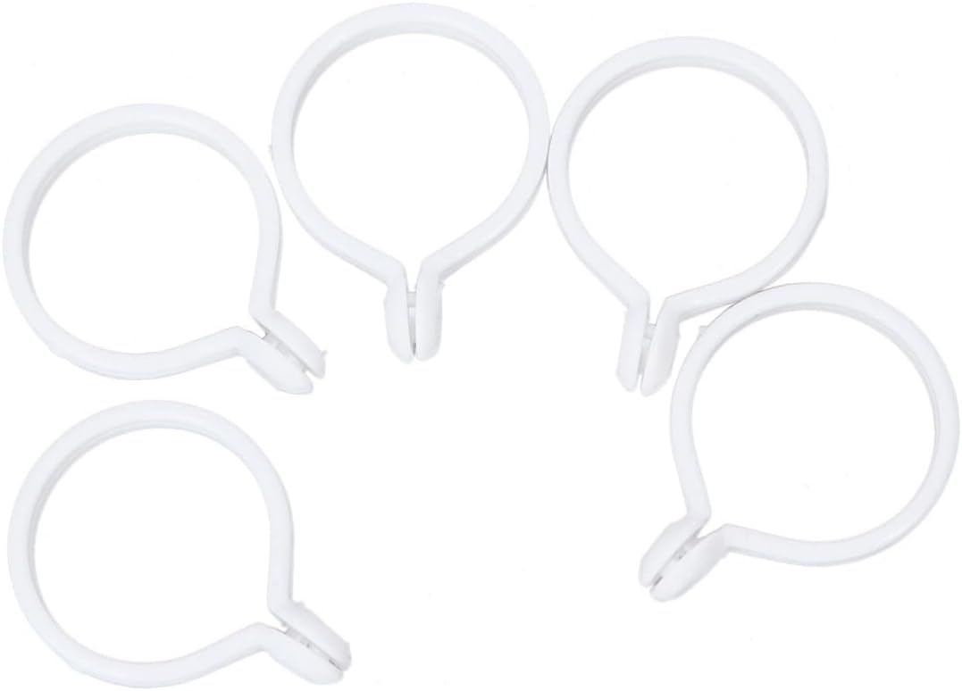 150pcs Quality Curtain Hanging Rings Abs Plastic Easy to Open Close for Bath Shower Rv Window Light to Heavy Curtains