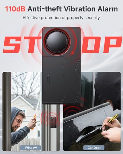 110dB Car Alarm System, Anti-Theft Vibration Alarm with 10 Levels Sensitivity Adjustable, Vehicle Anti-Theft Car Device, Wireless Remote Anti Theft Device for Motorcycle, E-Bike, Car, Truck, RV - Thumbnail 2