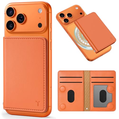 TUCCH für Magsafe Wallet RFID Blocker 6 Kartenfächer Magnetisches Wallet [Durchsichtige ID Fenster] PU Leder Herren & Damen Geldbörse für iPhone 17/16/15/14/13/12 Serie Nicht für Mini Orange