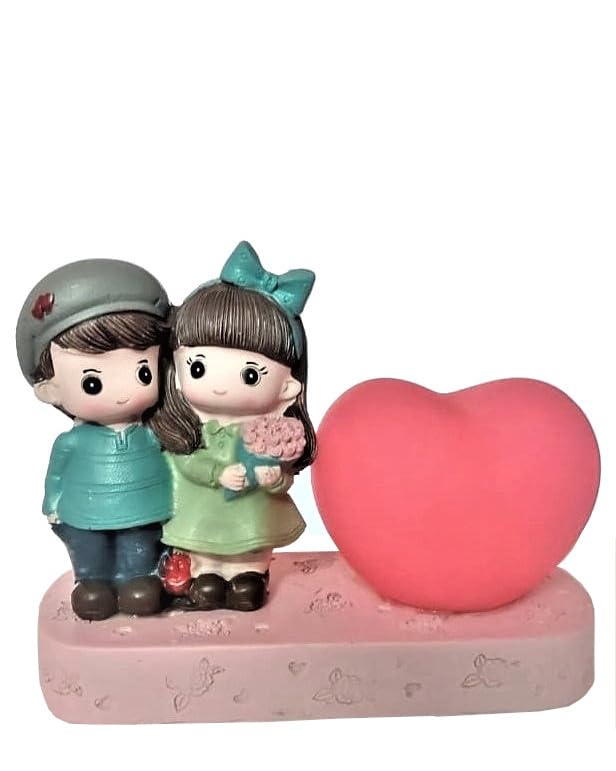 Lilone Decorative Couple Figurine with LED Heart Light, 15cm x 10cm, Resin Material