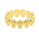 Skull Shape Design with Metal Texture, Men's Strength Workout Exercise Accessory (USF110) (Gold, 32)