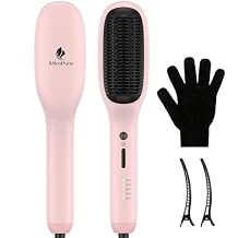 MiroPure Hair Straightener Brush for Silky Hair, Enhanced Hair Straightener Comb with 5 Heat Settings 30s Fast Heat-up & Dual Voltage for women
