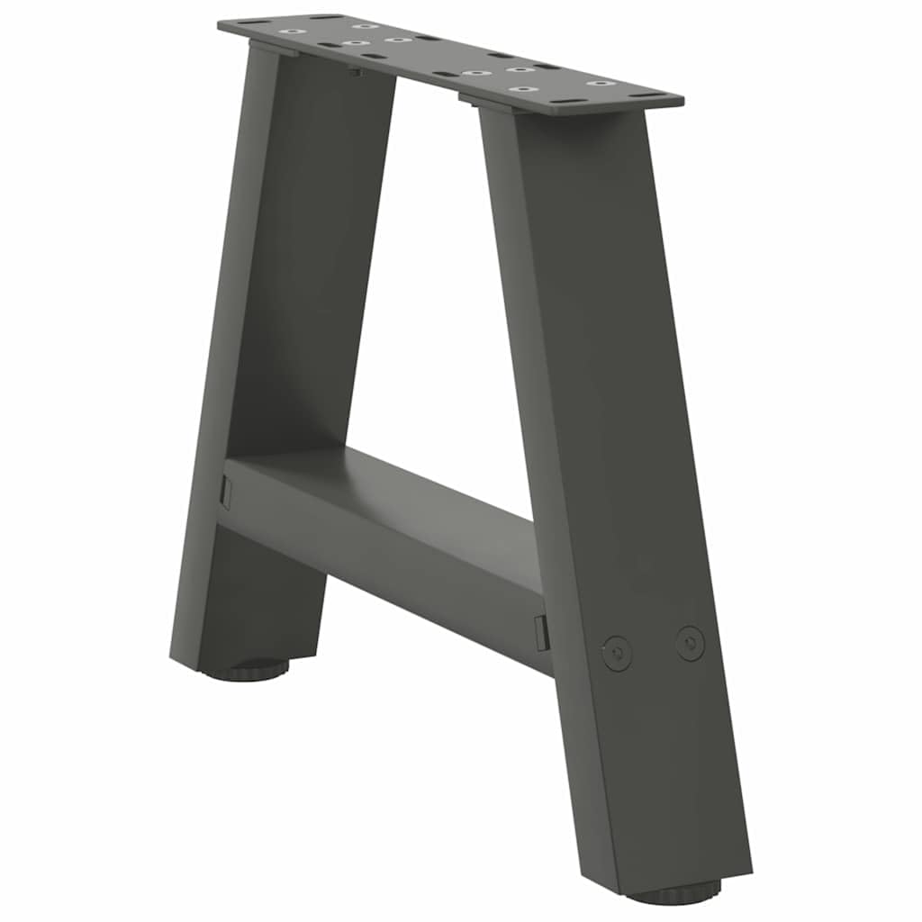 Nogi do stolika kawowego w kształcie litery A, ze stali malowanej proszkowo, antracytowe, 50 x (30-31) cm, 2 sztuki z regulowanymi nóżkami poziomującymi, do montażu stolika kawowego, śruba