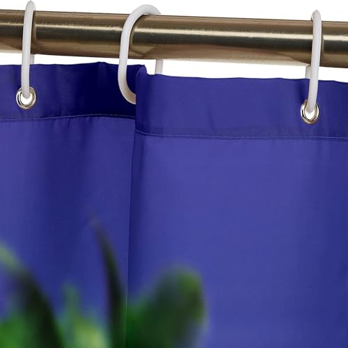 Rideau de douche polyester beige vert bleu 120x180 cm motif palmier
