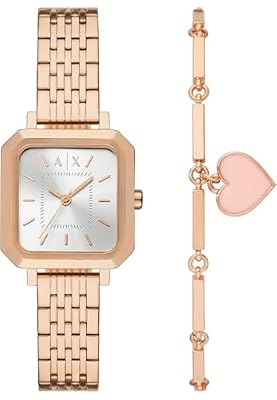 Armani Exchange Orologio da donna, Quarzo Movimento a tre lancette e cassa da 27 mm con cinturino in acciaio inossidabile