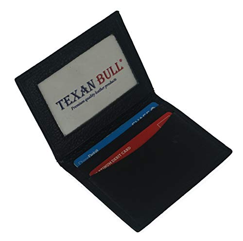 Mens Bifold Leather Thin Window Id Thin Plain Credit Cards Wallet Black 42BK4