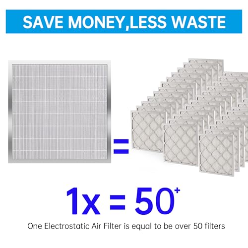 Image of UBeesize 20x20x4 Reusable Electrostatic Air Filter HVAC AC Furnace Filter,Washable, Lasts a Lifetime,Permanent Air Filter,Breathe Fresher,Home And Office(Actual Size:19.37x19.37x3.58In)
