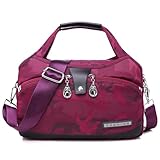 Soft Side Lightweight Underseat Tote Bag, Anti Theft Crossbody Bag for Women, Waterproof Oxford Cloth Shoulder Bags (Camouflage rose red,OneSzie)