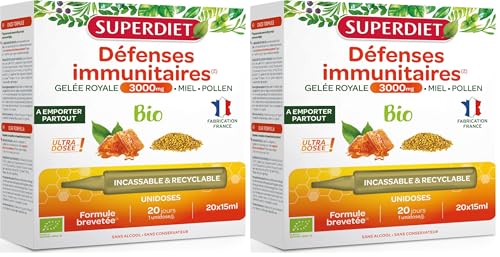 Gelée Royale 3000mg Bio Superdiet cure immunité et tonus 40 unidoses