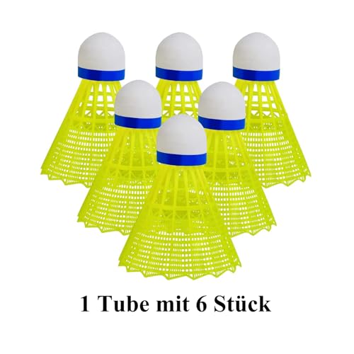 Foto von MANJHONG Federbälle Nylon Badminton Bälle für Anfänger, Freizeit, Training, Indoor und Outdoor Spiele, 6X Gelb