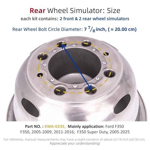 17.0 inch Wheel Simulators - 8 Lug 4 Hand Holes Wheel Simulators - Perimum L304 Stainless Steel Dually Simulators Kit - Wheel Cover mainly for 2005-2009/2011-2016 Ford F350, 2005-2025 F350 Heavy Duty by CHDT66 - Image 5