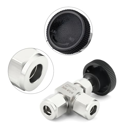 TAISHER 1PCS 304 SS Compression Square 90 Degree Needle Valve 1/4" Tube OD by TAISHER - Used condition - Image 3