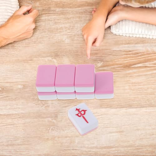 Set compacto de Mahjong rosa para viaje con bolsa miniatura 7