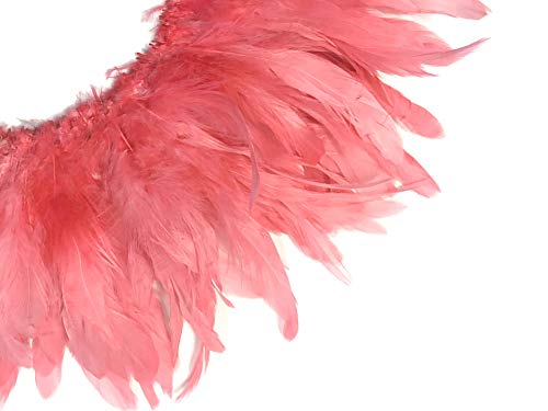 4 Inch Strip - Coral Bleached And Dyed Strung Rooster Schlappen Feathers Craft Supply Halloween | Moonlight Feather #TOP3