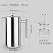 Secura French Press Coffee Maker, 304 Grade Stainless Steel Insulated Coffee Press with 2 Extra Screens, 50oz (1.5 Litre), Silver