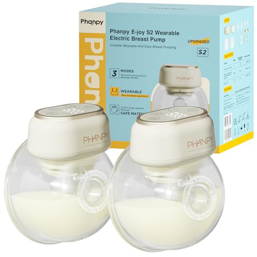 Image of Phanpy E-Joy S2 Wearable Hands Free Portable Breast Pump, 3 Modes 8 Levels High Performance LED Touch Screen Low Noise, 7oz Capacity 20&24 mm(2 Counts)