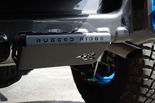 Image of Rugged Ridge Hitch Skid Plate | Black, Steel | 18013.01 | Fits 2007-2026 Jeep Wrangler JK /JL; 2020-2026 Jeep Gladiator JT w / 2 inch Receiver Hitch