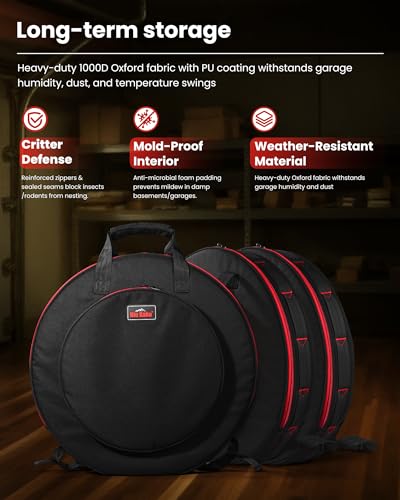 Niu Kako 22\" Cymbal Bag, Double Layer Cymbal Case with 6mm Padded Divider, Handles and Backpack Straps for Drum Cymbals and Accessories